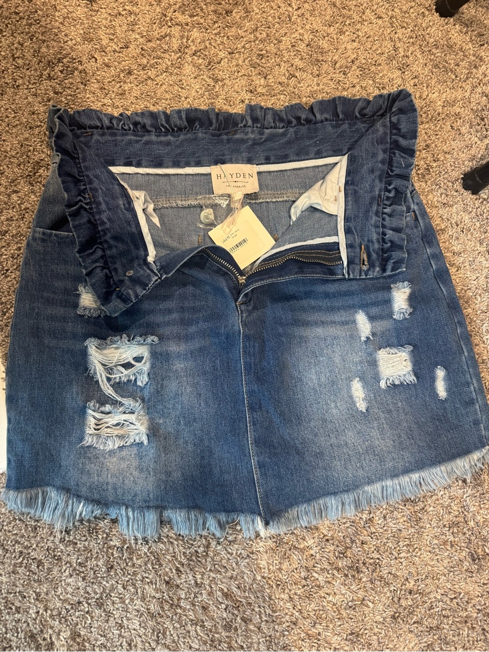 Hayden Blue Ruffle Waist Denim Skirt